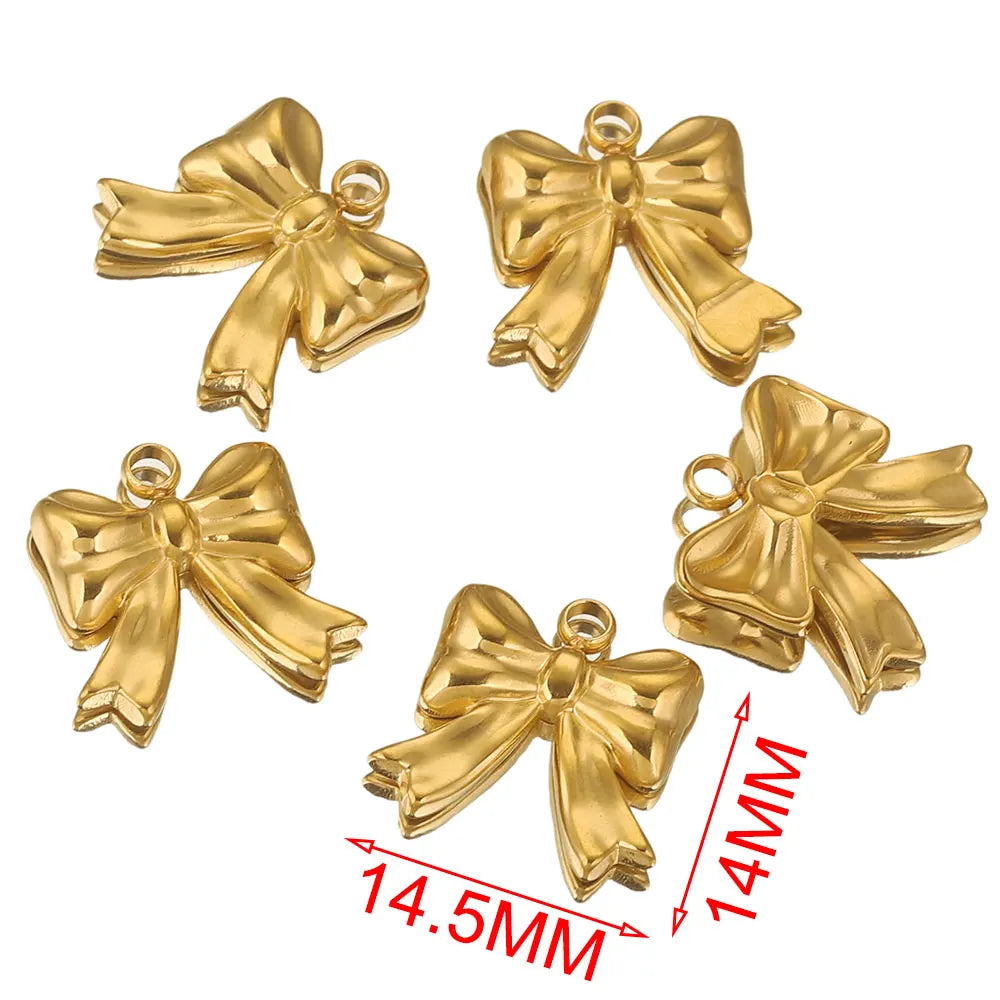 5 Stück Edelstahl Charms Bogen Charm vergoldet Charm DIY Ohrringe Armband Schmuckherstellung Materialien Handwerk Großhandel Bulk