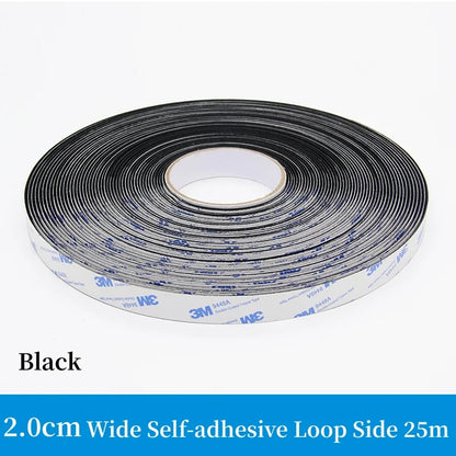 3M 9448A Schwarzes doppelseitiges Klebeband, 25 m, 16–100 mm, starkes, spurloses Seitenbefestigungsband mit Klettverschluss, hochtemperaturbeständig