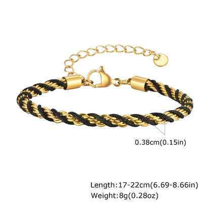 Zweifarbige Kettenarmbänder für Männer und Jungen, verstellbares Armband mit gedrehtem Seil aus Edelstahl, stilvolle Schmuckgeschenke