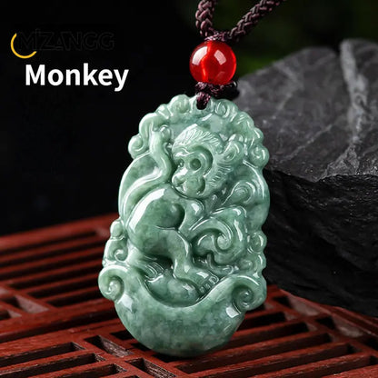 Natürliche eine Ware Jadeit zwölf chinesische Tierkreis Ratte Tiger Anhänger Schmuck hand geschnitzte benutzer definierte Maskottchen Schmuck Jade Halskette Geschenk