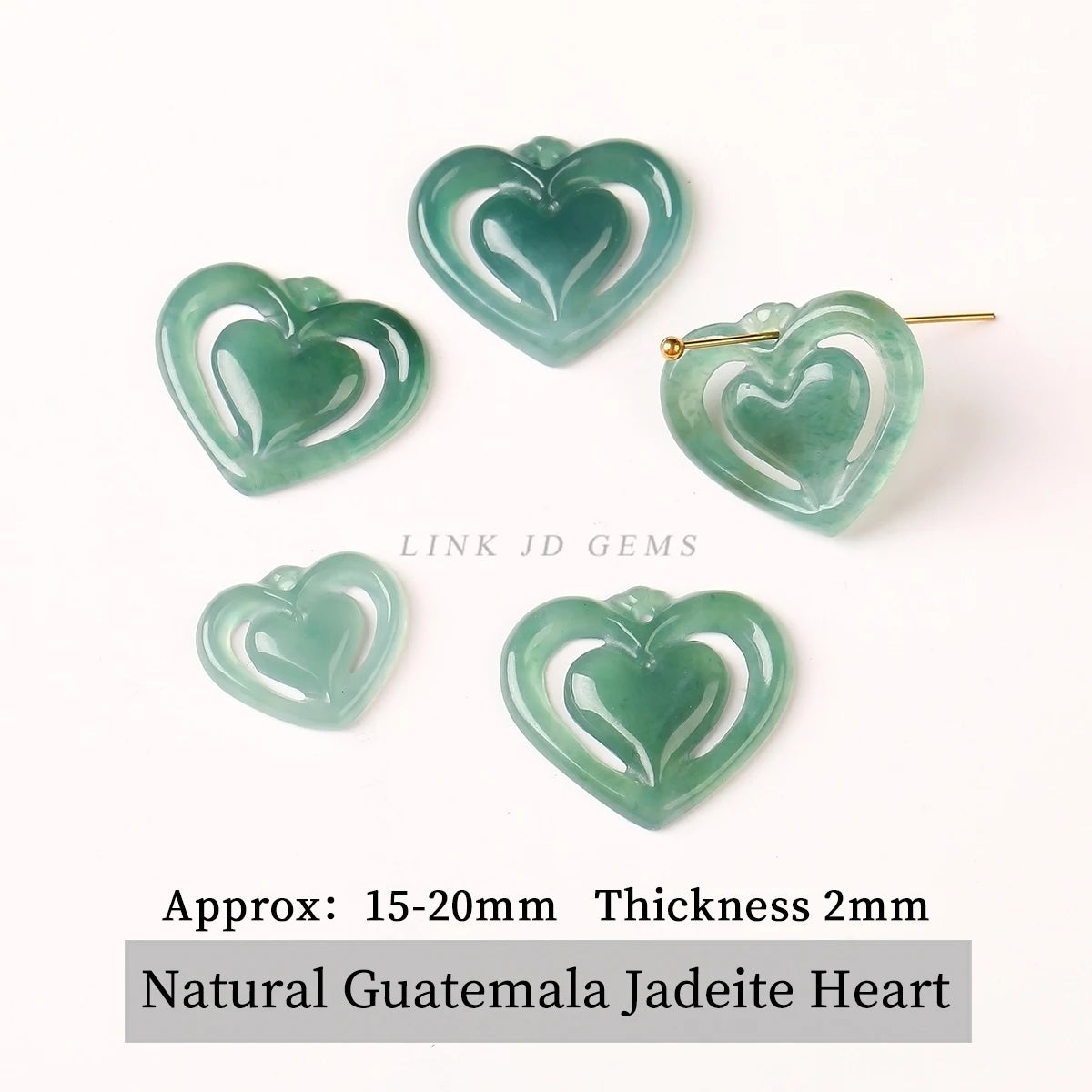 1 piece natural stone Guatemala jadeite carved heart shape emerald bead for jewelry making DIY necklace bracelet charms accessories