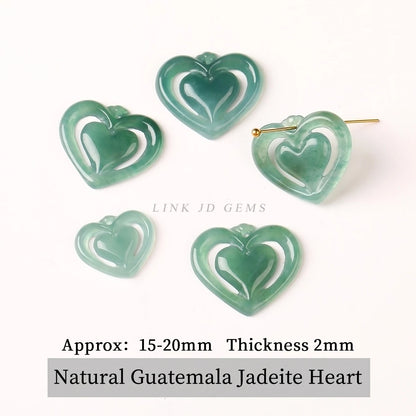 1 piece natural stone Guatemala jadeite carved heart shape emerald bead for jewelry making DIY necklace bracelet charms accessories