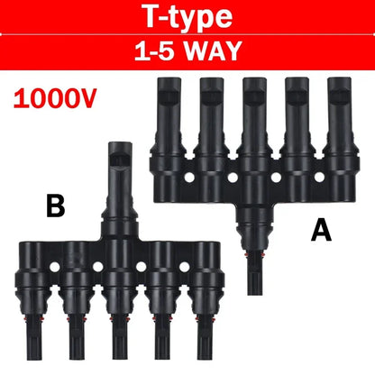 1/5 Sätze Photovoltaik-Solar-PV-Stecker IP67 Y/T Typ 30 A 1000 V 3-7-Wege-Zweig-Kit für PV/MC-Kabel 2,5/4/6 mm2 Batteriemodul