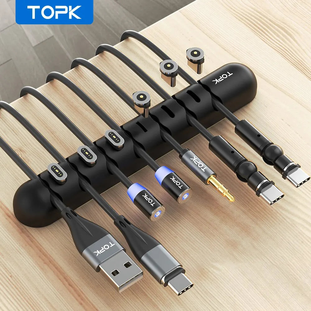 Topk l35 kabel organisator magnet stecker box silikon kabel wickler flexible kabel management clips für maus kopfhörer