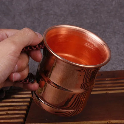 Handgefertigter Biermilchbecher aus reinem Kupfer mit Webgriff, verdickter Moskauer Wassermul, 400 ml, Frühstückstasse, Moskauer Trinkgeschirr, Geschirr