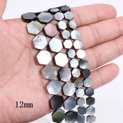 Natürliche graue schwarze Muschelperlen, rund, quadratisch, Perlmutt-Muschelperlen für die Schmuckherstellung, DIY-Charm, Halskette, Armband, Ohrringe