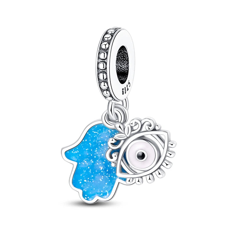 Heiße Verkäufe 925 Sterling Silber Charms Perlen Teufel Auge Fatimas Hand Kreuz Perlen Fit Original Armband Frauen DIY schmuck Geschenke