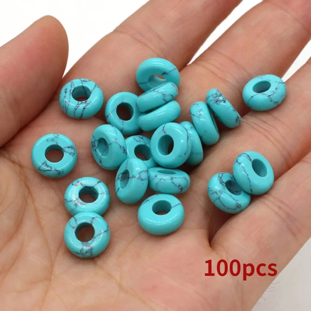 Großhandel 100 Stück Natursteinperlen, großes Loch, Abacus-Form, Agts-Steinperlen für die Herstellung von Schmuck, Halsketten, Loch 4 mm, Größe 5 x 10 mm