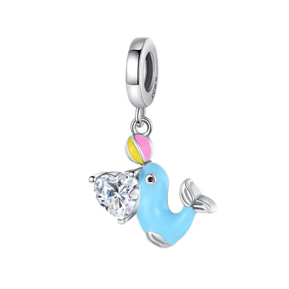 Exquisite Seestern-Perlen aus 925er-Sterlingsilber und vierblättriges Kleeblatt, baumelnder Charm für Armbänder und Halsketten, blaues romantisches Anhänger-Geschenk
