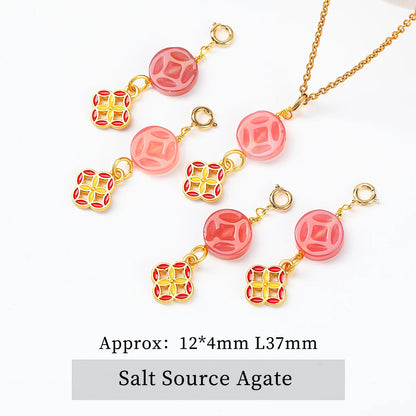 1 Stück Naturstein Salzquelle Achat geschnitzt Cartoon Katze Anhänger niedliche Charms für Schmuckherstellung DIY Armband Halskette Zubehör