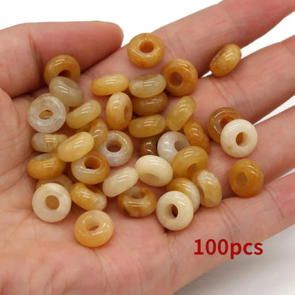 Großhandel 100 Stück Natursteinperlen, großes Loch, Abacus-Form, Agts-Steinperlen für die Herstellung von Schmuck, Halsketten, Loch 4 mm, Größe 5 x 10 mm