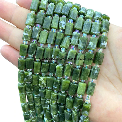 8x12mm Naturstein Grüner Malachit Unregelmäßiger Zylinder Lose Distanzperlen für Schmuckherstellung Diy Armband Charms Zubehör