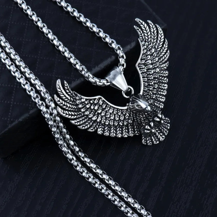 Flying Eagle Pendant Necklace Hip Hop Punk Stainless Steel Chain Men's Jewelry Vintage Rapper Rock Accessory Gift 2025, New