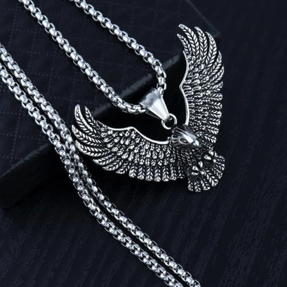 Flying Eagle Pendant Necklace Hip Hop Punk Stainless Steel Chain Men's Jewelry Vintage Rapper Rock Accessory Gift 2025, New