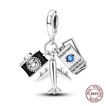 Flugzeug-Charm, 925er Silber, Original-Zirkon, Kleeblatt, Avocado, Charms, Perle, passend für Armbänder, DIY-Schmuck für Frauen, Hochzeitstag, Geschenk