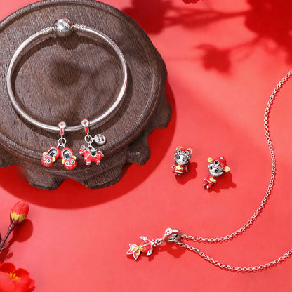 Wunderschöner roter Anhänger aus 925er-Sterlingsilber mit Rosenherz, Krabbe, Feuerwerkskörper, für Mädchen und Jungen, passend für DIY-Armbänder, Halsketten, süße Geschenke