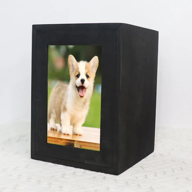 Hund Urnen Pet Memorial Holz Urnen für Hund Asche Sarg Katze Memorial Beerdigung Sarg Hunde Beerdigung Box mit Fotos Rahmen holz Box