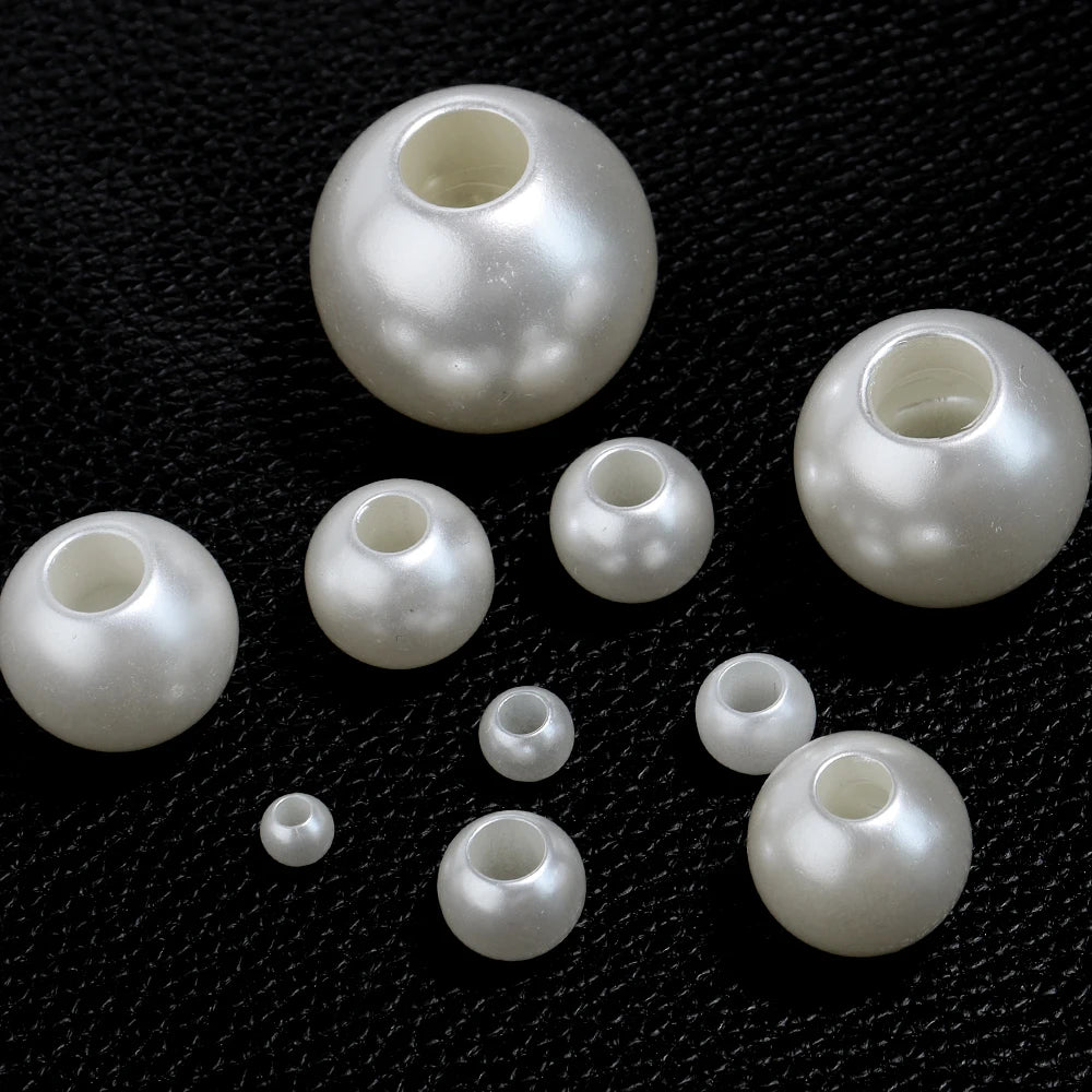 ABS Imitation Perle Perlen Lose Große Loch Runde Perlen Acryl Spacer Perlen Für Handgemachte Armband, Die DIY Schmuck Zubehör