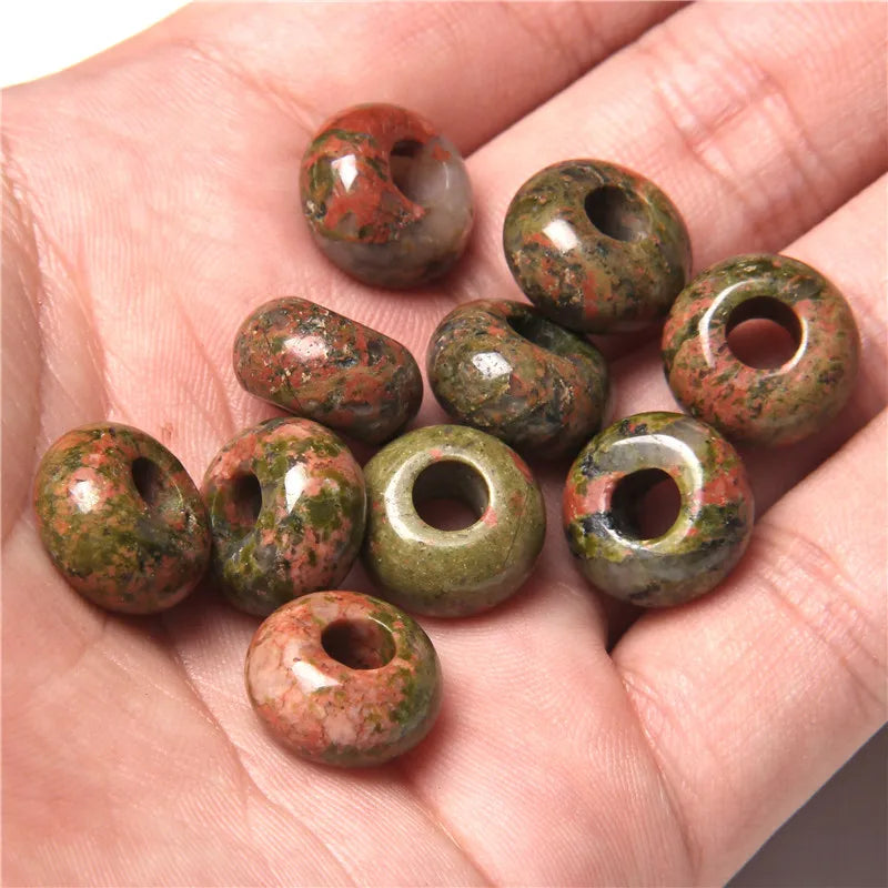 Natürliche Stein Große Loch Perle Anhänger Abacus Form Schmuck Zubehör Natürliche Quarz Jade Opal Charme Für Die Herstellung DIY Ohrring
