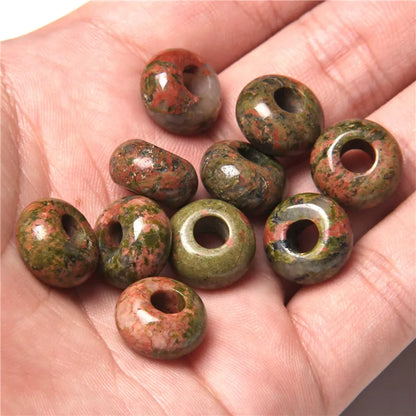 Natürliche Stein Große Loch Perle Anhänger Abacus Form Schmuck Zubehör Natürliche Quarz Jade Opal Charme Für Die Herstellung DIY Ohrring