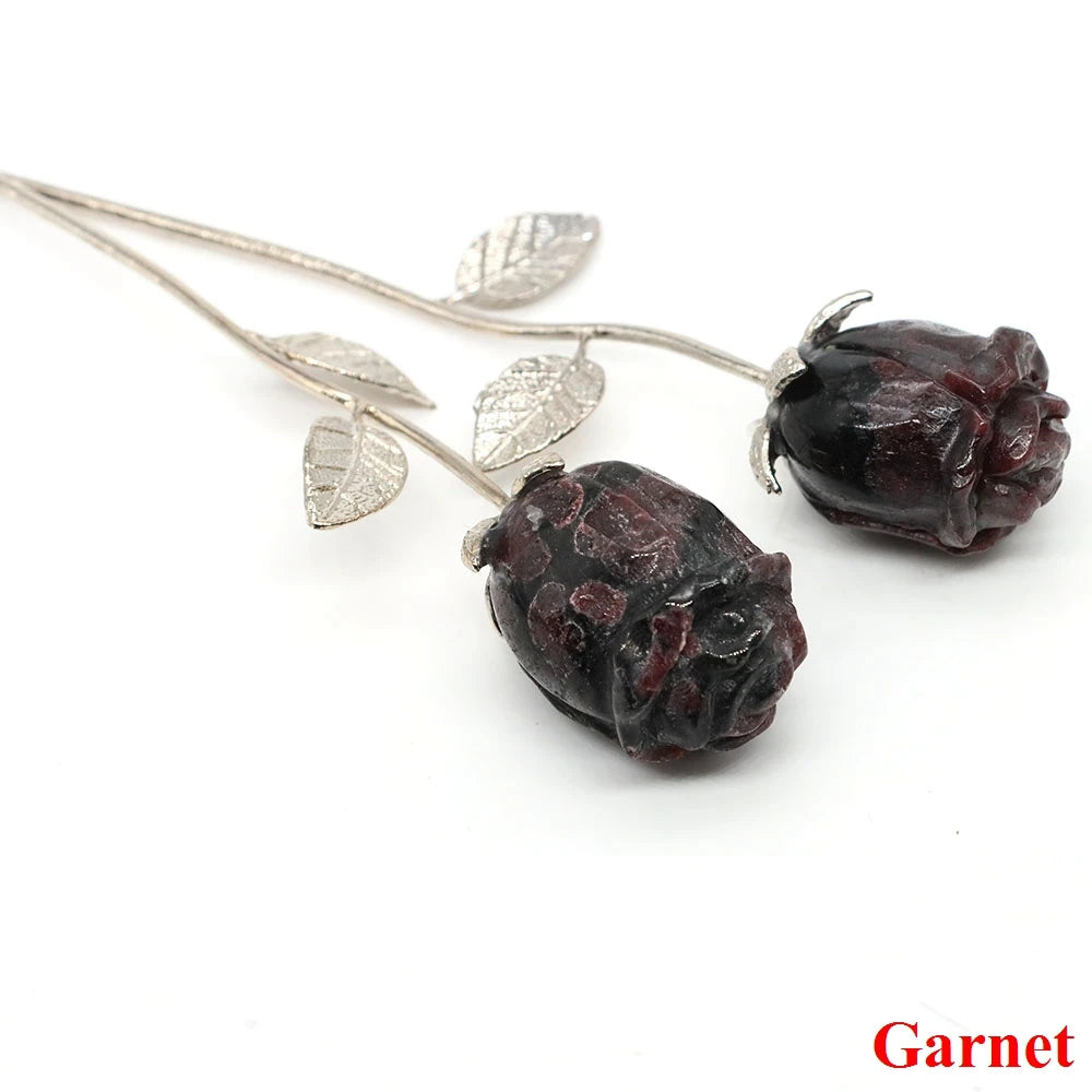Kristall geschnitzte Rose Blume Naturstein Amethyst Quarz Edelstein Handwerk Party Home Dekoration Valentinstag Hochzeit Gast Geschenke
