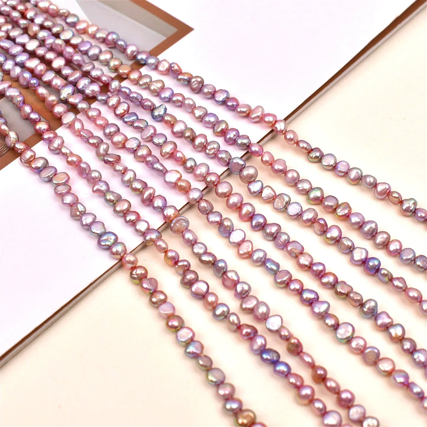 4–5 mm strahlender Spiegel-Finish-Edelstein, natürliches Süßwasser, AAA, unregelmäßige lila Perlen, Schmuck, MakeDIY-Halskette, Armband, Zubehör