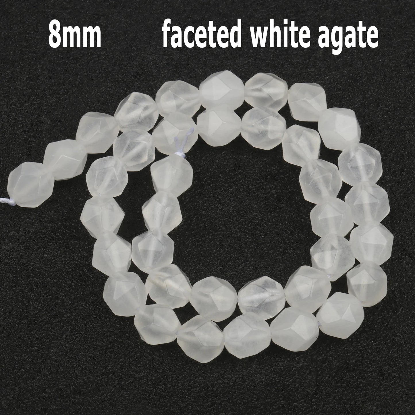 44 Arten weiße Chalcedon-Jade-Achat-Perle, Naturstein, Rondelle-Würfel, facettierte lose Perlen für Schmuckherstellung, Armbänder, Zubehör