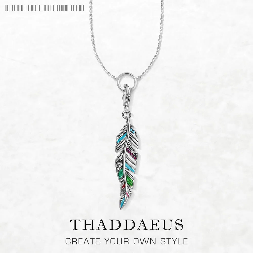 Halskette mit ethnischen Federn, Sommer, brandneuer, auffälliger edler Schmuck, Europa, 925er Sterlingsilber, Böhmen, Geschenk für Frauen