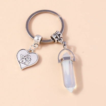 Nette Natürliche Stein Keychians Retro Silber Farbe Legierung Sonne Charms Schlüsselanhänger Frauen Männer Handtasche Anhänger Schlüssel Ketten DIY Zubehör