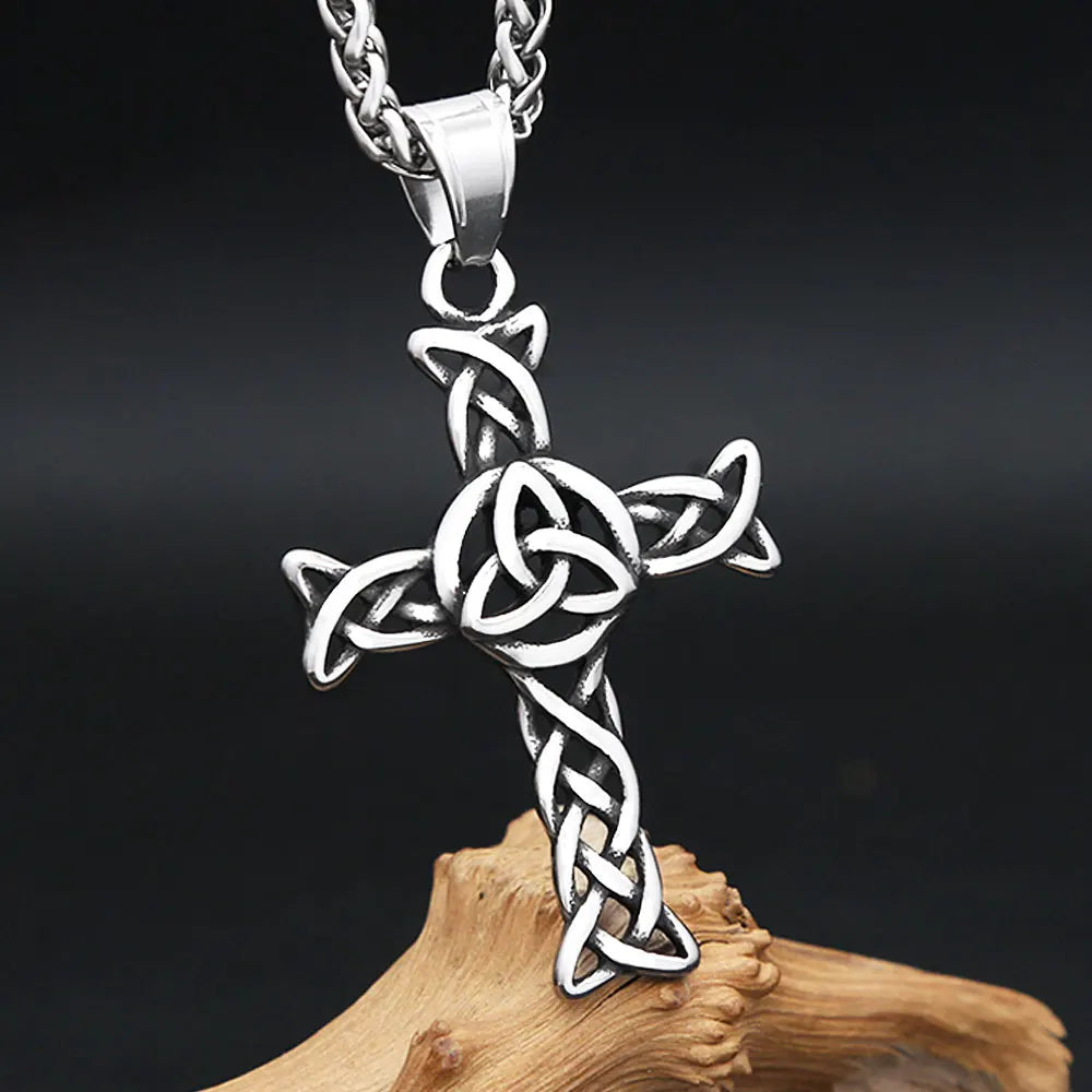 Vintage-Mode Kreuz Anhänger Halsketten Für Männer Frauen 316L Edelstahl Nordic Viking Keltische Knoten Halskette Amulett Schmuck