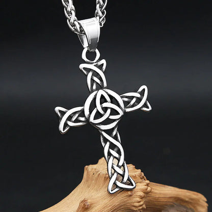 Vintage-Mode Kreuz Anhänger Halsketten Für Männer Frauen 316L Edelstahl Nordic Viking Keltische Knoten Halskette Amulett Schmuck