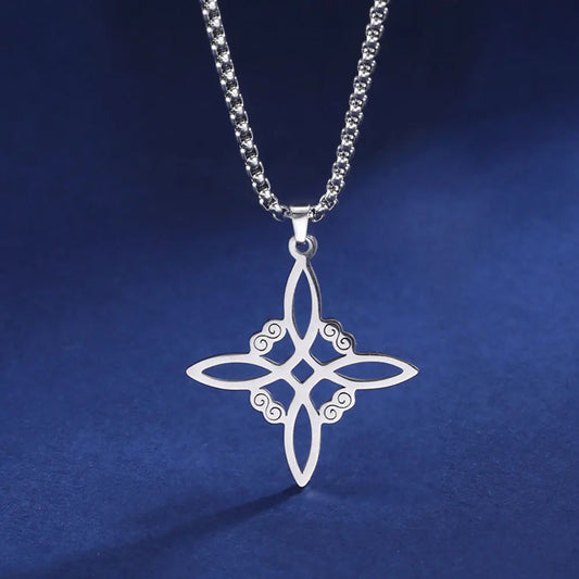 YILUOCD Vintage Hexenknoten Anhänger Halsketten Hexerei Wicca Schutz Amulett Schmuck Silber Farbe Celtics Talisman