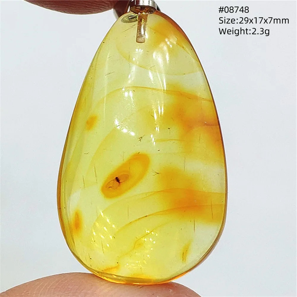 Natürlicher Piebald-Bernstein-Anhänger, gelber Bernstein, 36 x 23 x 14 mm, Edelstein-Anhänger, Halskette, Schmuck, AAAAA