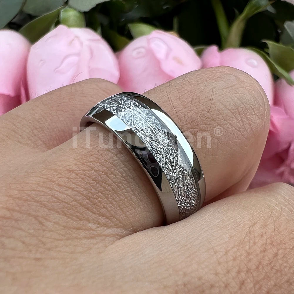 iTungsten 6/8mm Männer Frauen Helle Verlobung Hochzeit Band Wolfram Meteorit Ring Modeschmuck I Love You Graviert