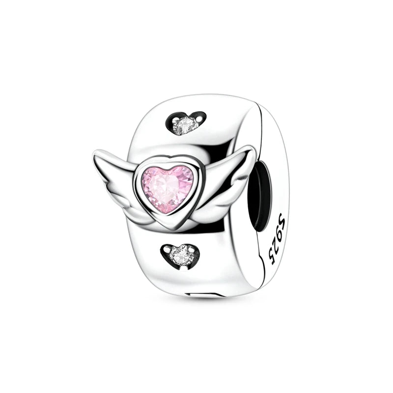 Lucky Clover Clip Charms 925 Sterling Silber Original Black Cat Stopper Clamp Silikon Spacer Charm für DIY Schmuck Armband