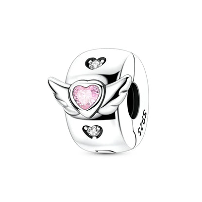 Lucky Clover Clip Charms 925 Sterling Silber Original Black Cat Stopper Clamp Silikon Spacer Charm für DIY Schmuck Armband