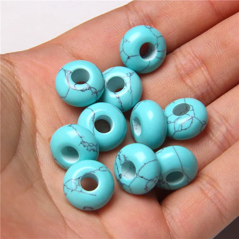 Natürliche Stein Große Loch Perle Anhänger Abacus Form Schmuck Zubehör Natürliche Quarz Jade Opal Charme Für Die Herstellung DIY Ohrring