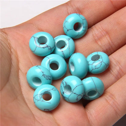 Natürliche Stein Große Loch Perle Anhänger Abacus Form Schmuck Zubehör Natürliche Quarz Jade Opal Charme Für Die Herstellung DIY Ohrring