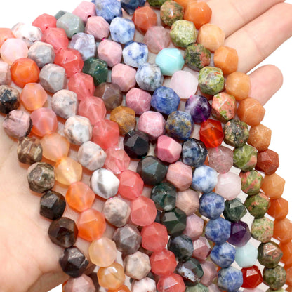 6 8 10 MM Natürliche Facettierte Stein Achate Rhodolite Quarz Jade Spacer Perlen Diy Handgemachte Armband Für Schmuck Machen zubehör