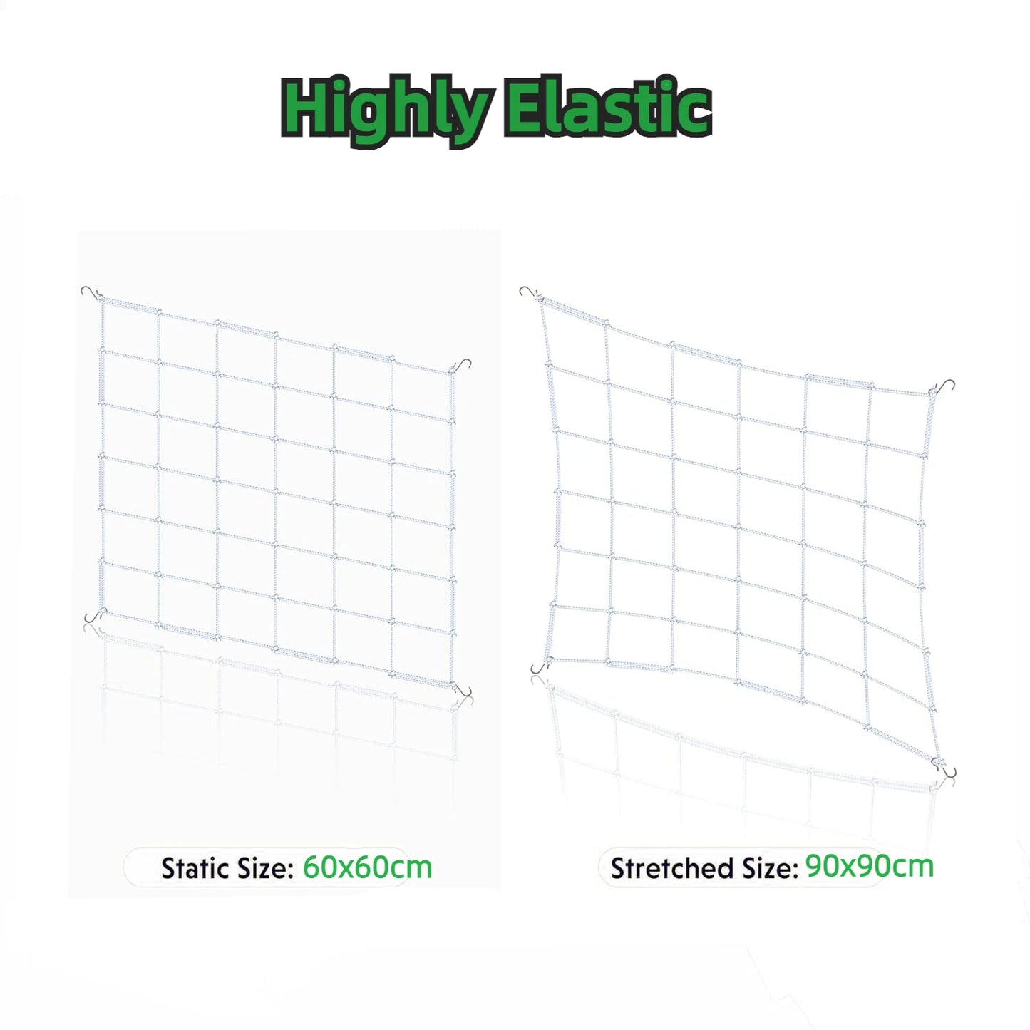 4'' Mesh Grow Zelt-Spaliernetz, robustes elastisches Pflanzennetz mit Stahlhaken, flexible Hydrokultur-Unterstützung für die Gartenbau