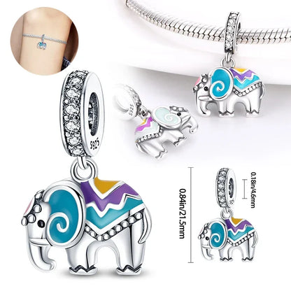 Silber 925 Gold Pyramide Mumie Doppel Charm Elefant Perlen passen Original Armband DIY edlen Schmuck Zubehör für Frauen Geschenke