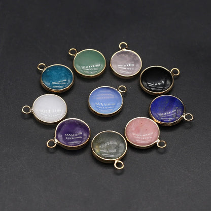 Naturstein-Anhänger, runde Form, Edelstein, exquisite Charms für Schmuckherstellung, DIY-Armband, Halskette, Ohrringe, Zubehör, Geschenke