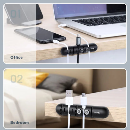 Topk l35 kabel organisator magnet stecker box silikon kabel wickler flexible kabel management clips für maus kopfhörer