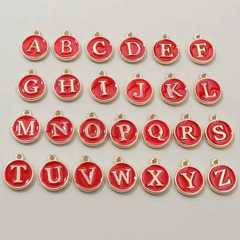 26 Stück 12x14mm A-Z Buchstaben Charms Emaille Alphabet Initial Letter Charms Anhänger Handgemachtes DIY Armband Schmuck Herstellung Zubehör