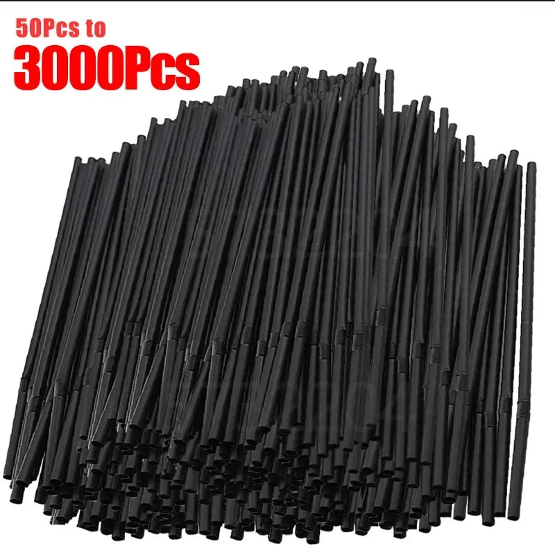 50-3000PCS Mehrfarbige Trinkhalme rietjes Milch Tee Bar Party Hochzeit Küche Home Zubehör Getränke Schwarz Stroh Großhandel