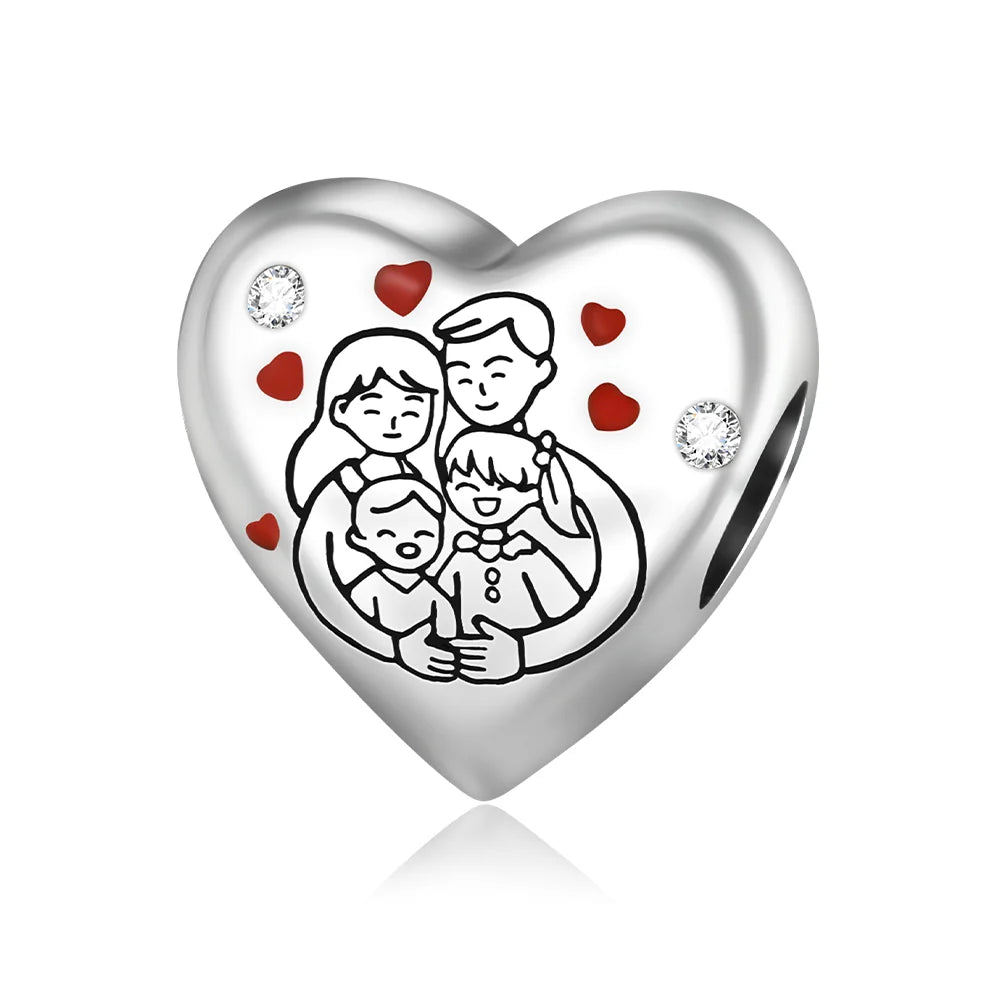 Bezaubernde herzförmige Perlen aus 925er-Sterlingsilber, Familie, Liebe, Tier, Fußabdruck, Charm-Armband, Halskette, passend für Frauen, DIY-Urlaubsgeschenke