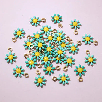 20 Stück 10x7mm kleine Blumen-Charms Anhänger Emaille Edelstahl DIY Schmuck Herstellung Zubehör-Erkenntnisse für Halsketten Ohrringe