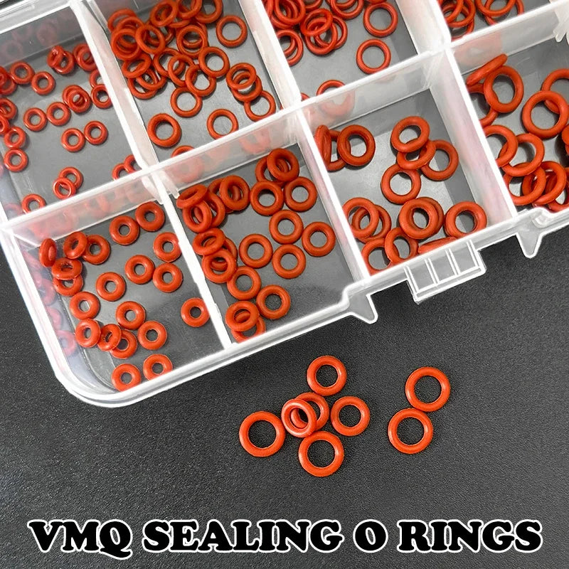 250-teiliges Silikon-O-Ring-Reparaturset in verschiedenen Größen, Außendurchmesser 4/5/6/7/8/10 mm, wasserdichte, verschleißfeste Dichtungsringe für Ventil- und Pumpendichtungen