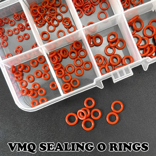 250-teiliges Silikon-O-Ring-Reparaturset in verschiedenen Größen, Außendurchmesser 4/5/6/7/8/10 mm, wasserdichte, verschleißfeste Dichtungsringe für Ventil- und Pumpendichtungen