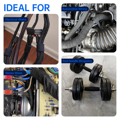 Schwarzes Hitzebeständiges Elektrisches Klebeband 9mm - 50mm Kabelbaum-Isolierband Automotive Stoffband Geräuschdämpfendes Klebeband
